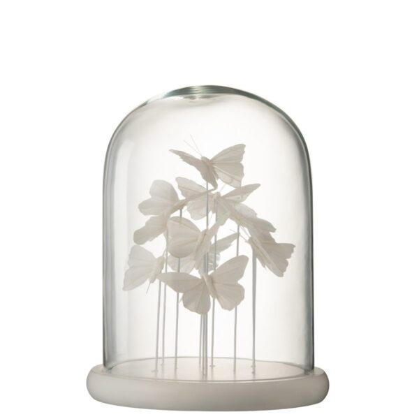 J-Line Dekoration Bell Jar Butterfly – Glas – Weiß – groß 1 | Asmondo – Deko, Geschenke und mehr