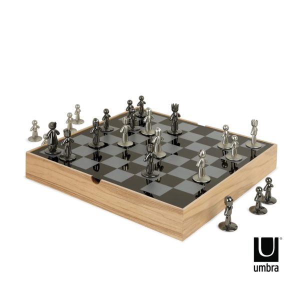 Schachspiel "BUDDY" - 35 x 36 x 6 cm, schwarz / natur, von Umbra 1 | Asmondo – Deko, Geschenke und mehr
