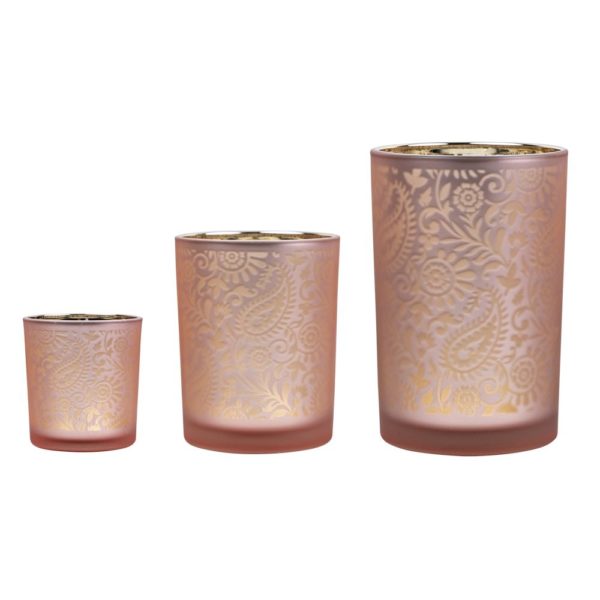 Teelichthalter aus Glas „Paisley“, rosa-/goldfarben, von Mars & More, (verschiedene Größen) 1 | Asmondo – Deko, Geschenke und mehr